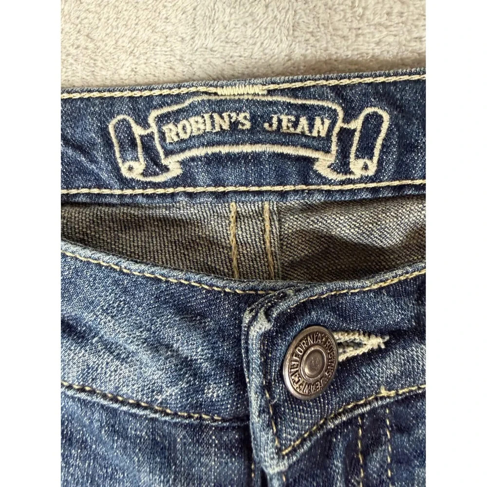 Robins Jean Black Garbot‎ Bootcut Wings Jeans Size 29 Medium Wash Made in USA